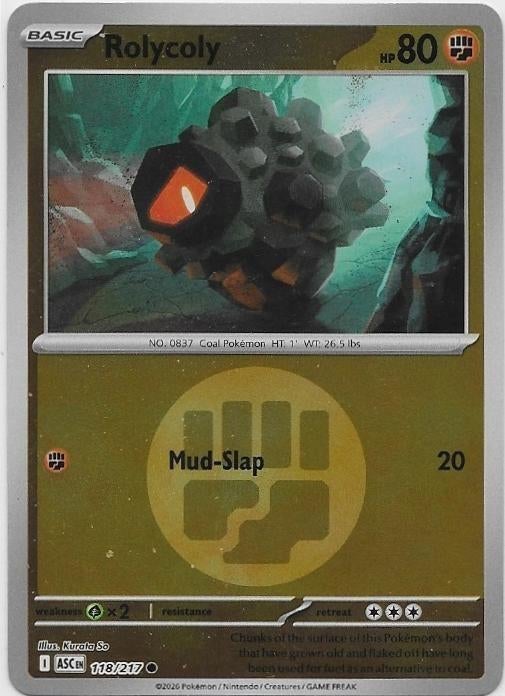 Ascended Heroes,  Rolycoly [reverse] 118/217, Ophalen of Verzenden, Nieuw, Losse kaart