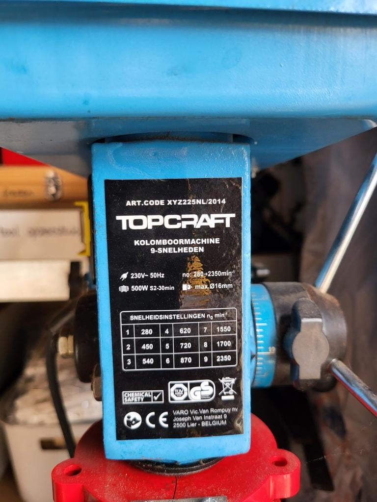 Topcraft Kolomboormachine - 9 Snelheden, Ophalen, Gebruikt, Variabele snelheid, Kolomboormachine