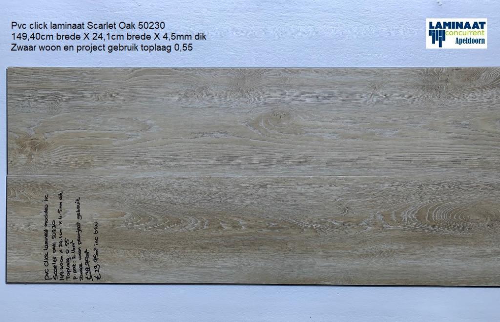 Pvc click Scarlet Oak met gratis ondervloer voor €23,95m2, Pvc click XL plank, 75 m² of meer, Nieuw, Ophalen of Verzenden