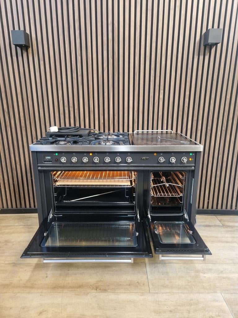 Mooie Antraciet Boretti Fornuis 120 cm (Gratis bezorgen), 60 cm of meer, Ophalen of Verzenden, Zo goed als nieuw, Energieklasse A of zuiniger