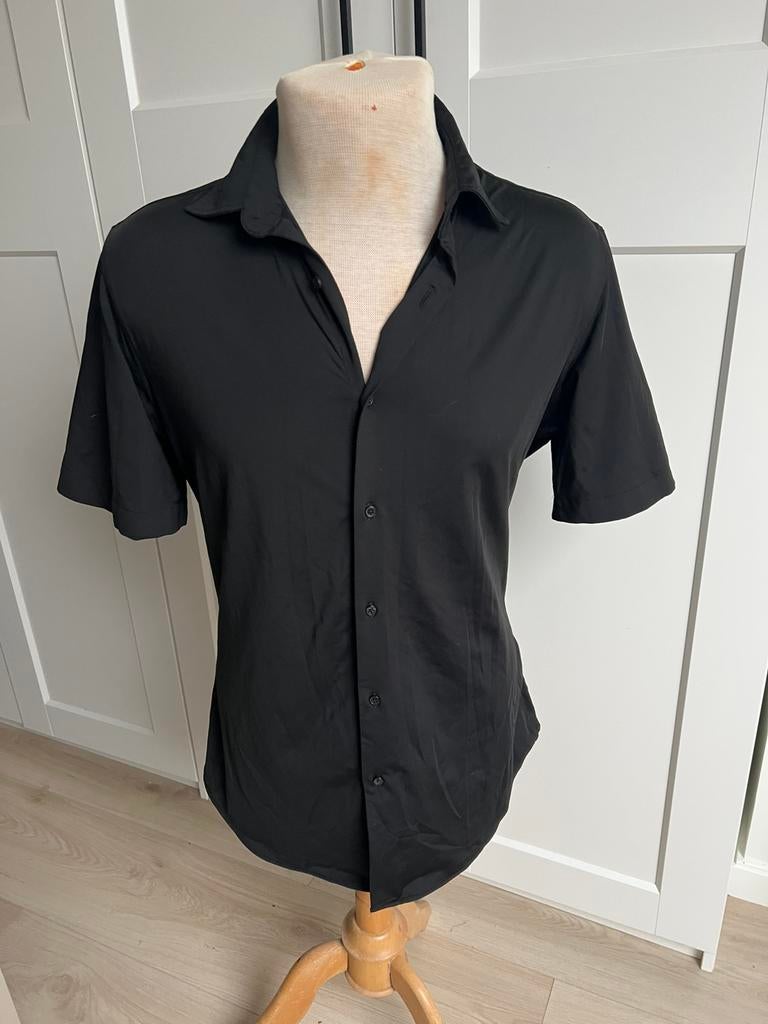 Zwart Satijnen overhemd, zara, M, Ophalen of Verzenden, Zo goed als nieuw, Zwart