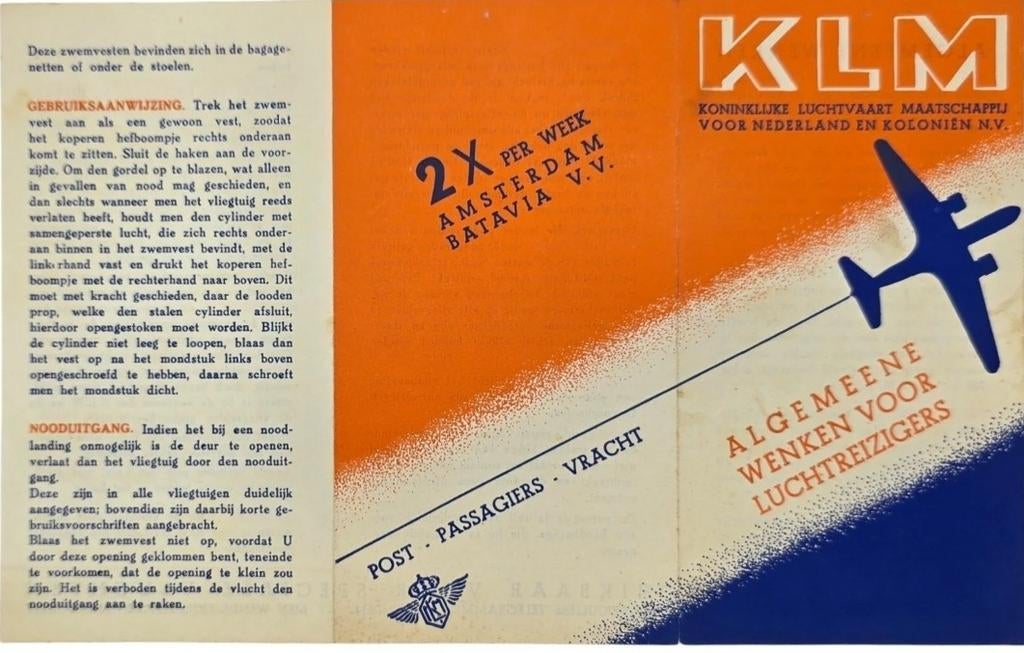 KLM Algemeene wenken voor luchtreizigers Amsterdam–Batavia, Ophalen of Verzenden, Zo goed als nieuw