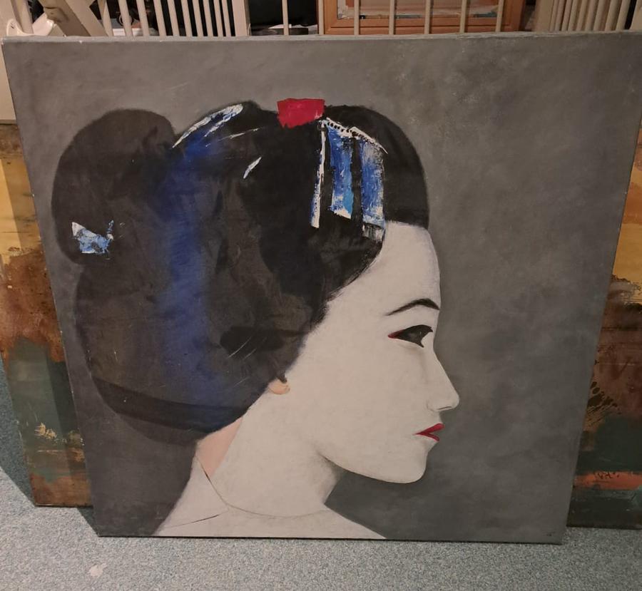Schilderij met Geisha afbeelding, Ophalen, Zo goed als nieuw, Schilderij, 75 tot 100 cm