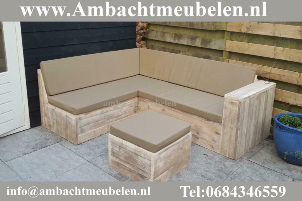 steigerhout Loungeset Hoekbank Tuinbank SHOWROOM OPEN ACTIE, Tuin en Terras, Ophalen of Verzenden, Nieuw, Steigerhout