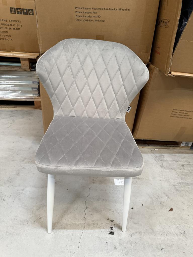 Eetkamerstoel Grijs Jess – Velvet V108-110 €25p/st, Nieuw, Ophalen of Verzenden, Stof, Eetkamerstoel