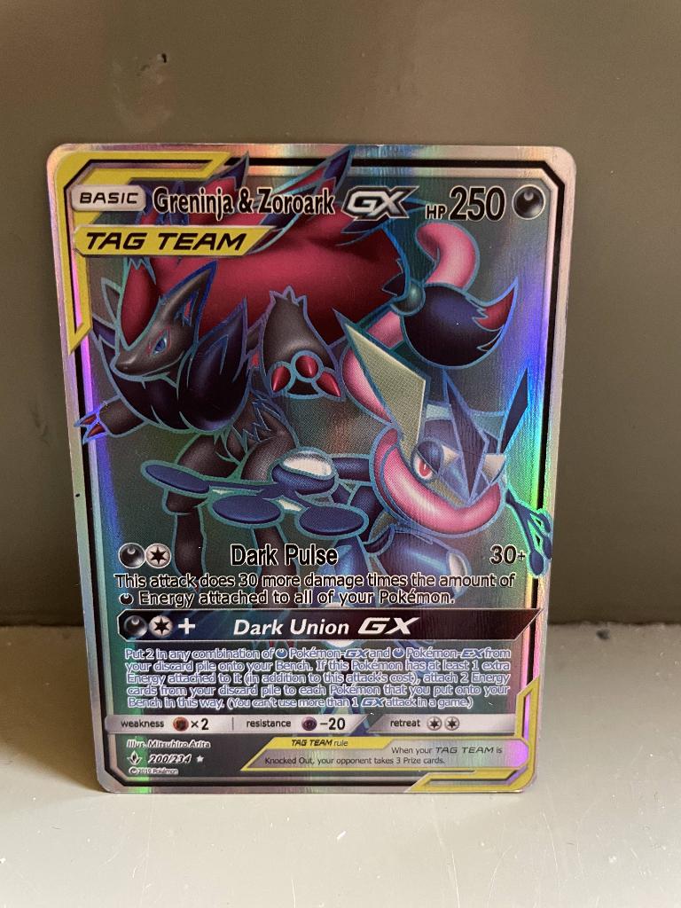 Greninja & Zoroark GX 200/234, Ophalen of Verzenden, Zo goed als nieuw, Losse kaart, Foil