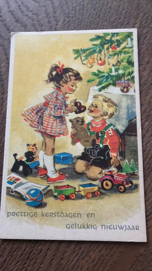 Kinderen bij de kerstboom. Veel speelgoed onder de boom., Ophalen of Verzenden, 1920 tot 1940, Ongelopen, Kinderen