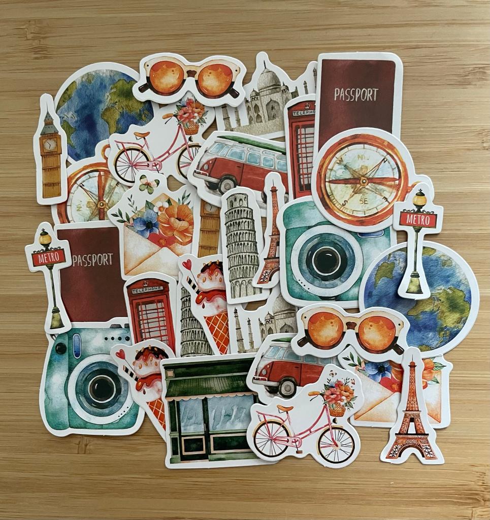 Reizen, travel, paspoort, zonnebril,vakantie stickers, Verzenden, Nieuw, Meerdere stickers