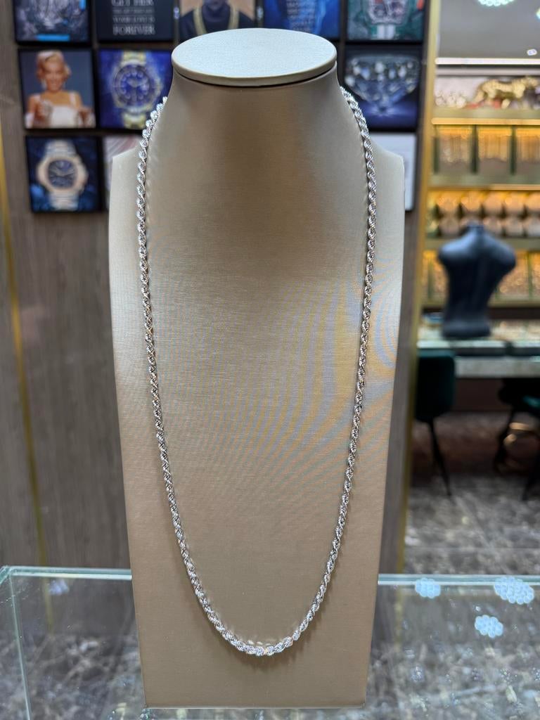 14KT Wit Goud - 31 Gram - Ketting - ROPE - Massief -Gedraaid