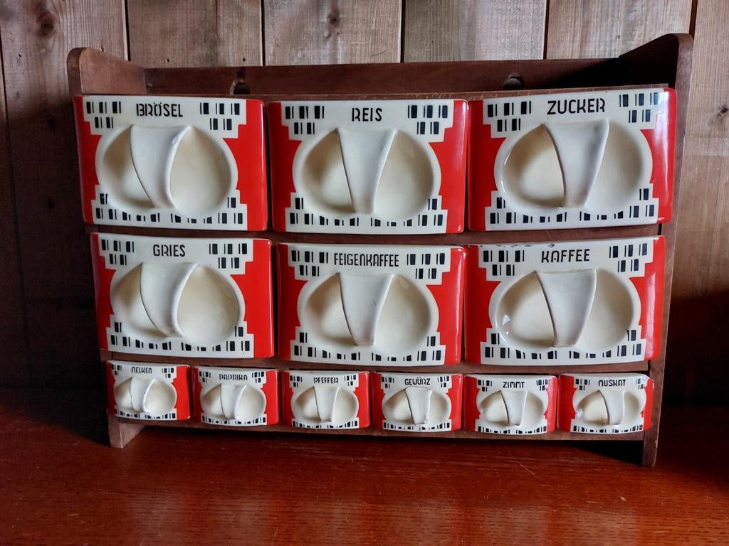 Art Deco Kruidenrek - Vintage Bauhaus Stijl, Antiek en Kunst, Antiek | Keukenbenodigdheden, Ophalen of Verzenden