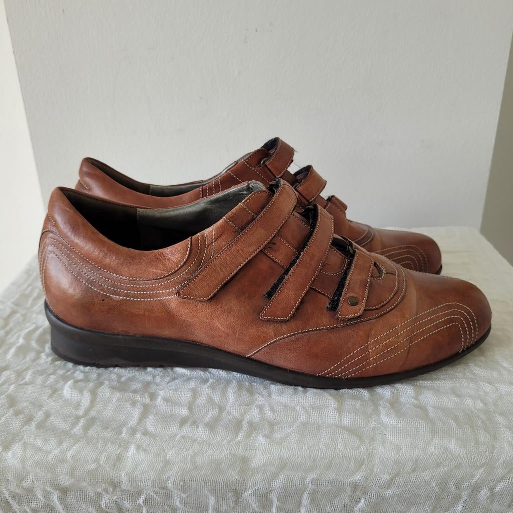 Durea leren klittenbandschoenen 40.5 / 7 wijdte H, Kleding | Dames, Schoenen, Schoenen met lage hakken, Bruin, Zo goed als nieuw