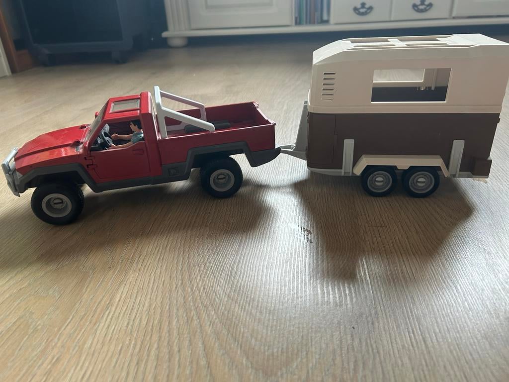 Schleich Auto met Trailer, Kinderen en Baby's, Speelgoed | Overig, Ophalen of Verzenden, Gebruikt, Jongen of Meisje