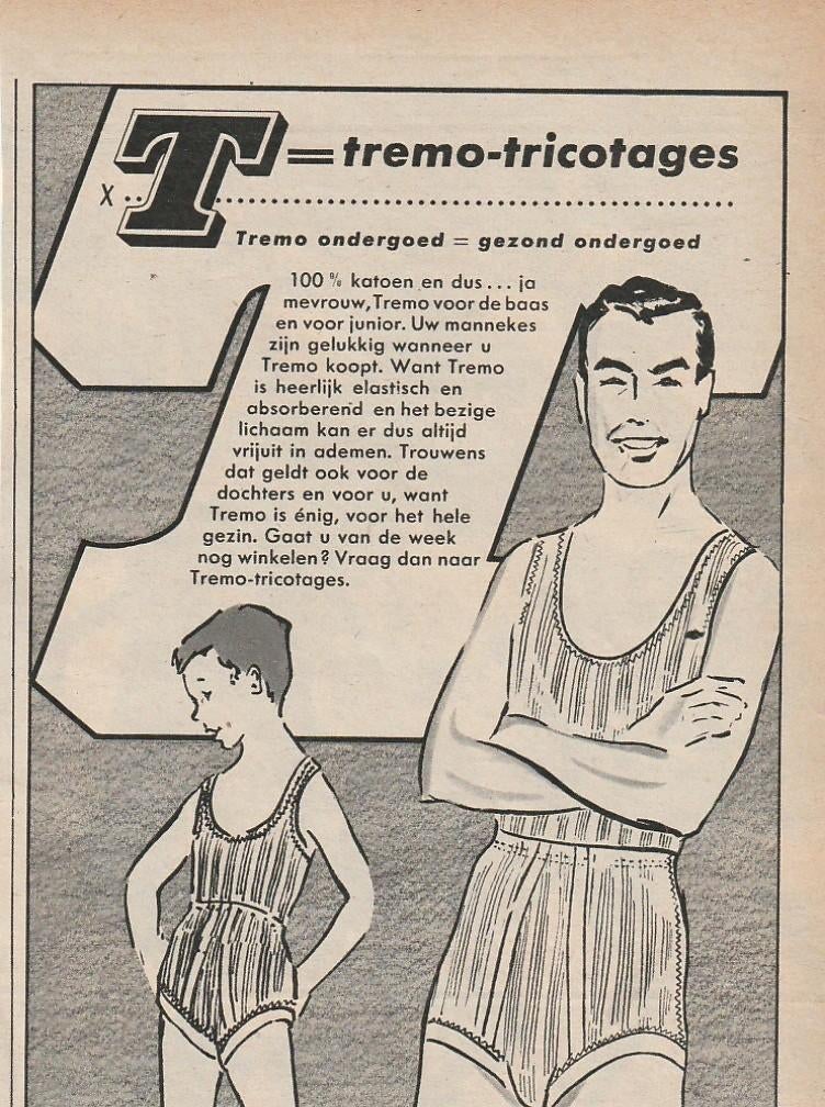 Retro reclame 1957 Tremo Sittard jongens heren ondergoed, Verzenden, Overige typen