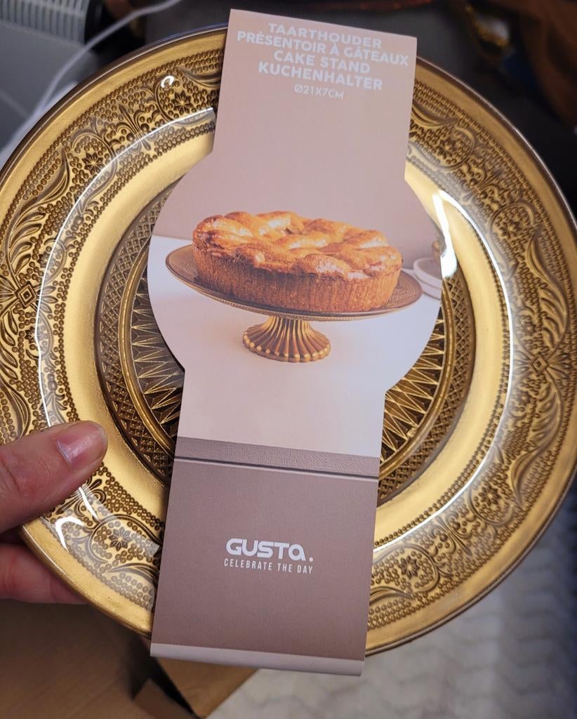 Gouden Taartplateau / Kuchenhalter - Nieuw in doos, Ophalen of Verzenden, Nieuw