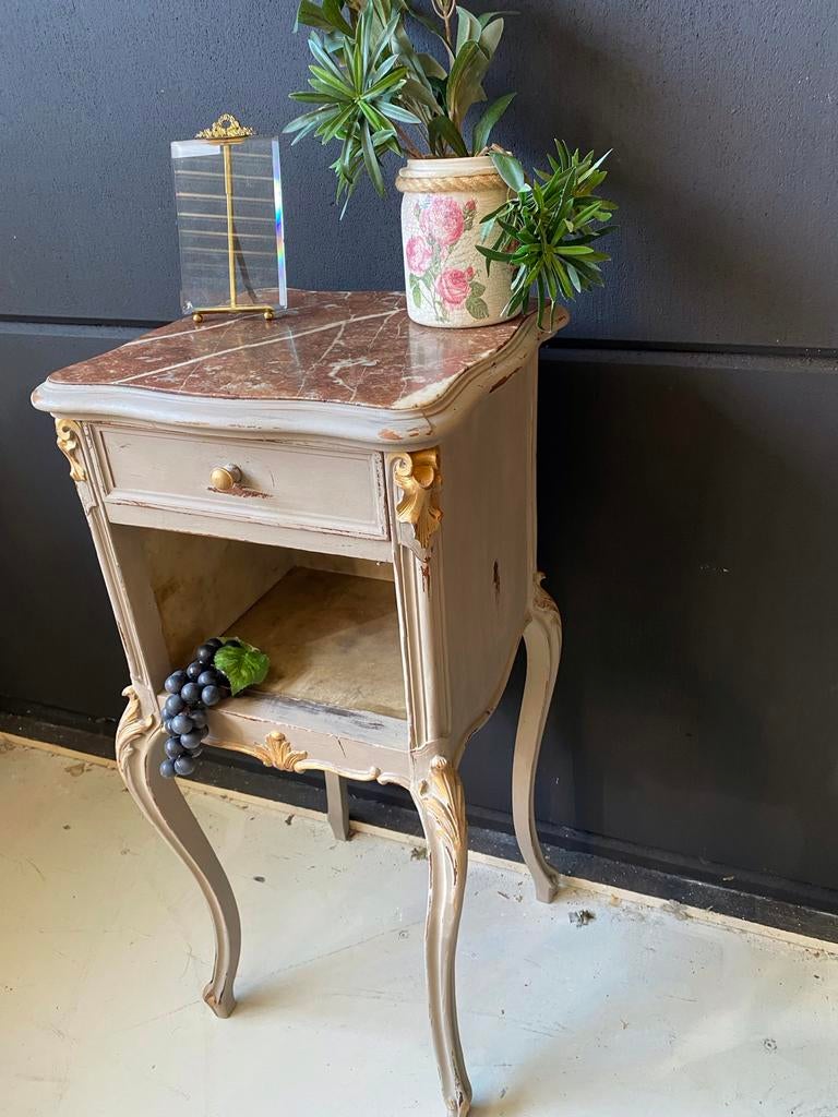 Vintage Nachtkastje met Marmer Blad, Huis en Inrichting, Slaapkamer | Nachtkastjes, Ophalen, Gebruikt, Minder dan 45 cm, Minder dan 55 cm