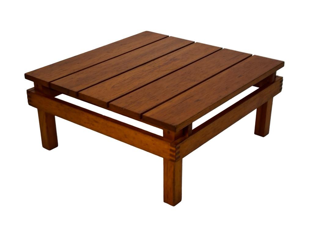 Vintage Salontafel Pinewood Slatted Design Jaren 70, Gebruikt, Vintage, 50 tot 100 cm, Minder dan 50 cm