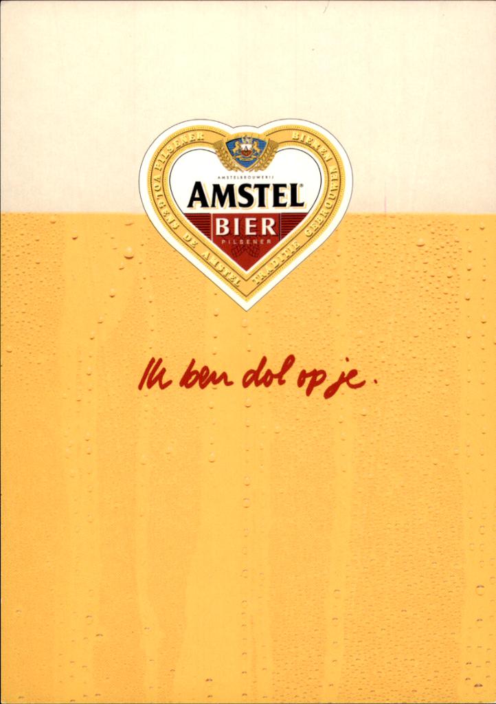 promotiekaart Amstel bier, ik ben dol op je, Verzenden, 1980 tot heden, Ongelopen, Overige thema's