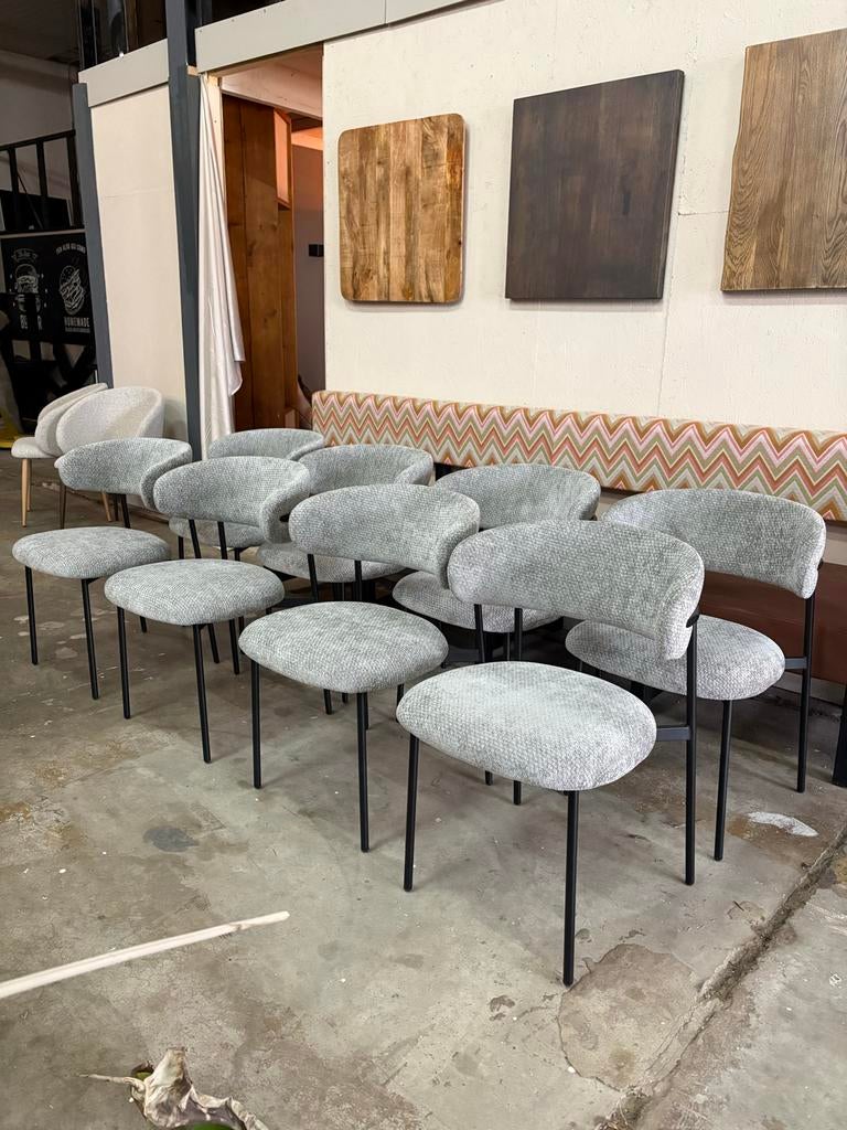 Nieuwe Japandi Eetkamerstoelen - Set van 8, Nieuw, Ophalen of Verzenden, Stof, Modern trendy japandi scandinavisch