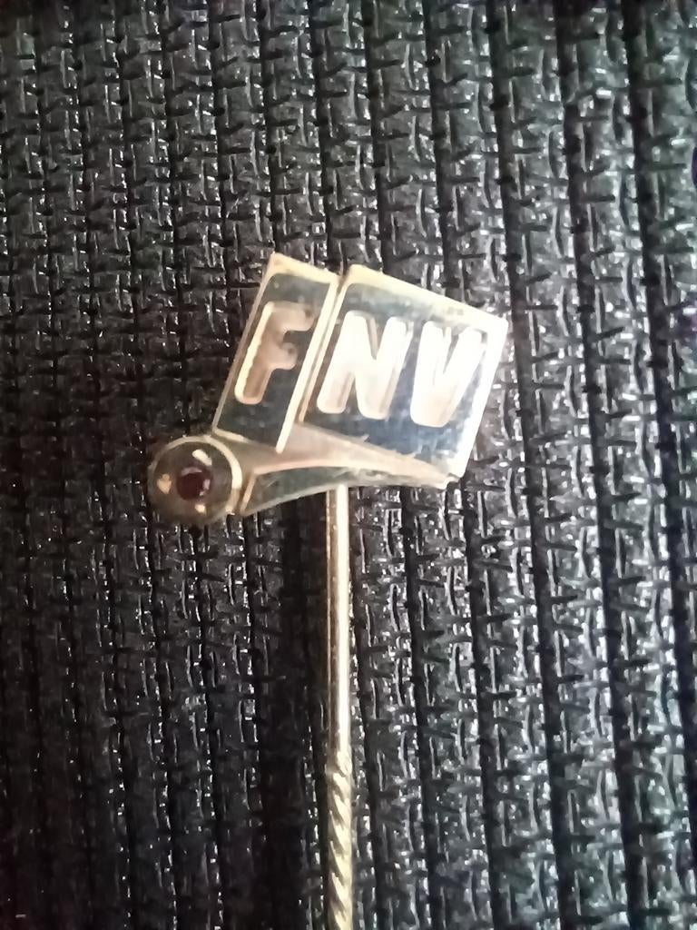 Zilveren FNV speldje met steentje (925 DV), Ophalen, Gebruikt, Overige onderwerpen, Speldje of Pin