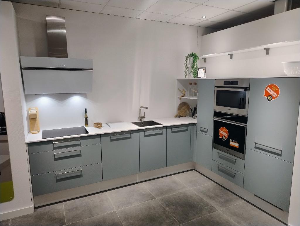 SO004 SO004 - Tortona Aqua Supermat showroom keuken, Ophalen, Blauw, Nieuw, Dubbelwandige keuken