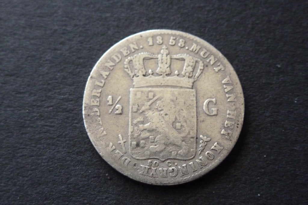 Willem 3 - mooie 1/2  gulden 1858 fr+  cat.waarde fr 20 euro, Postzegels en Munten, Munten | Nederland, ½ gulden, Koning Willem III