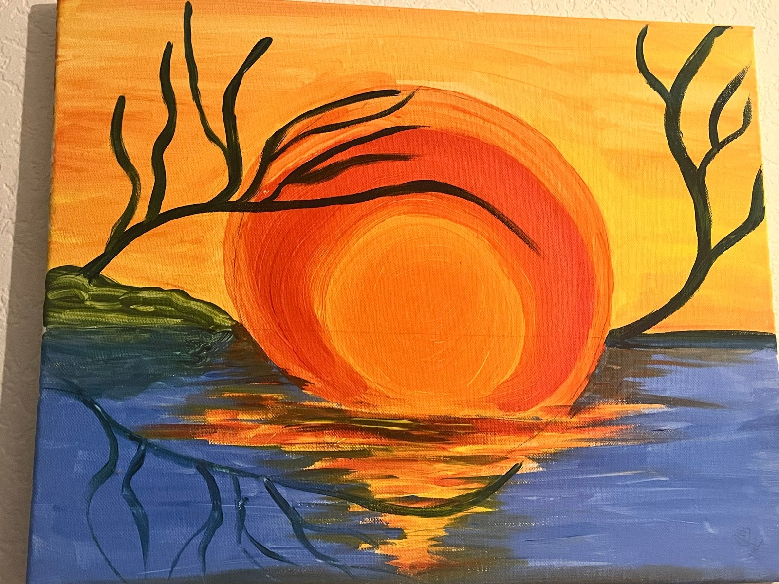 Schilderijen te koop!, Acrylverf, Handgeschilderd, Textiel, Landschap