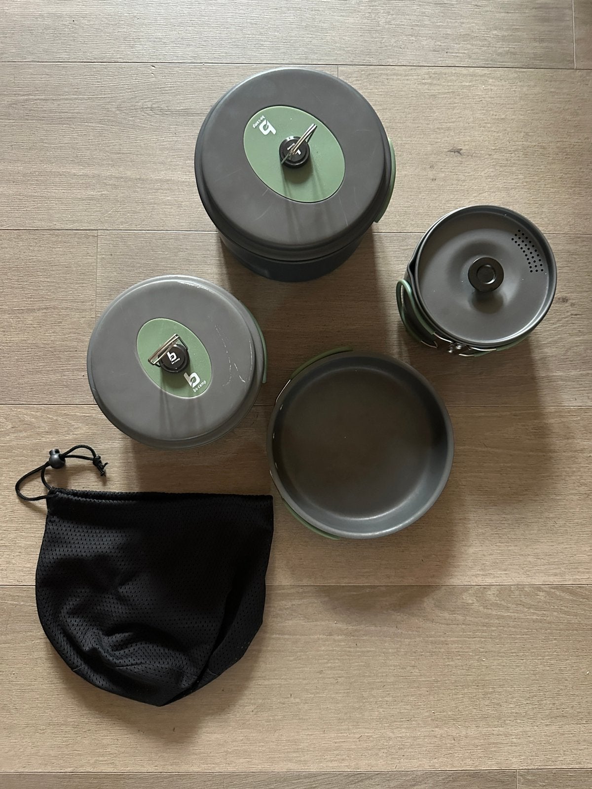 Bo-Camp Explorer 4-delig pannenset aluminium kamperen, Ophalen of Verzenden, Zo goed als nieuw