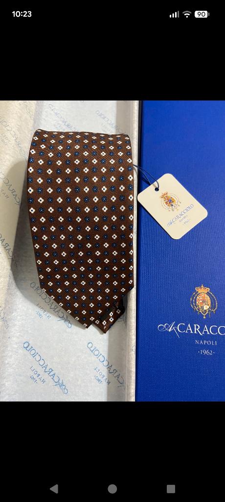 Caracciolo zijden stropdas, Bruin, Nieuw, Ophalen of Verzenden, Met patroon