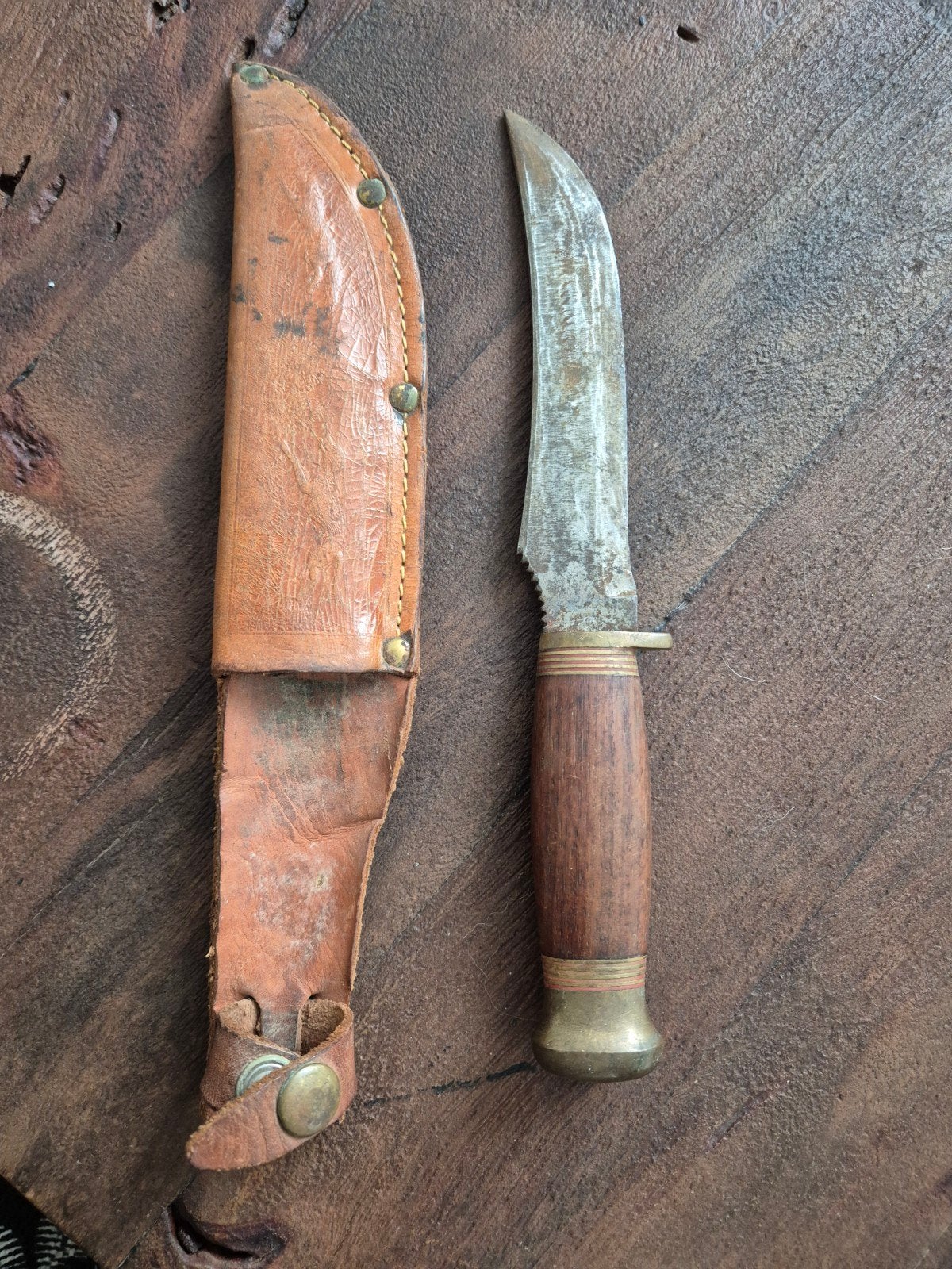 Vintage KJ Eriksson Mora jachtmes met lederen schede, Antiek en Kunst, Ophalen of Verzenden