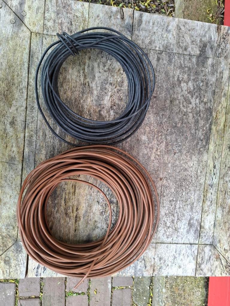 55m. Vinyldraad 6mm² bruin en zwart, Ophalen of Verzenden, Nieuw, Kabel of Snoer