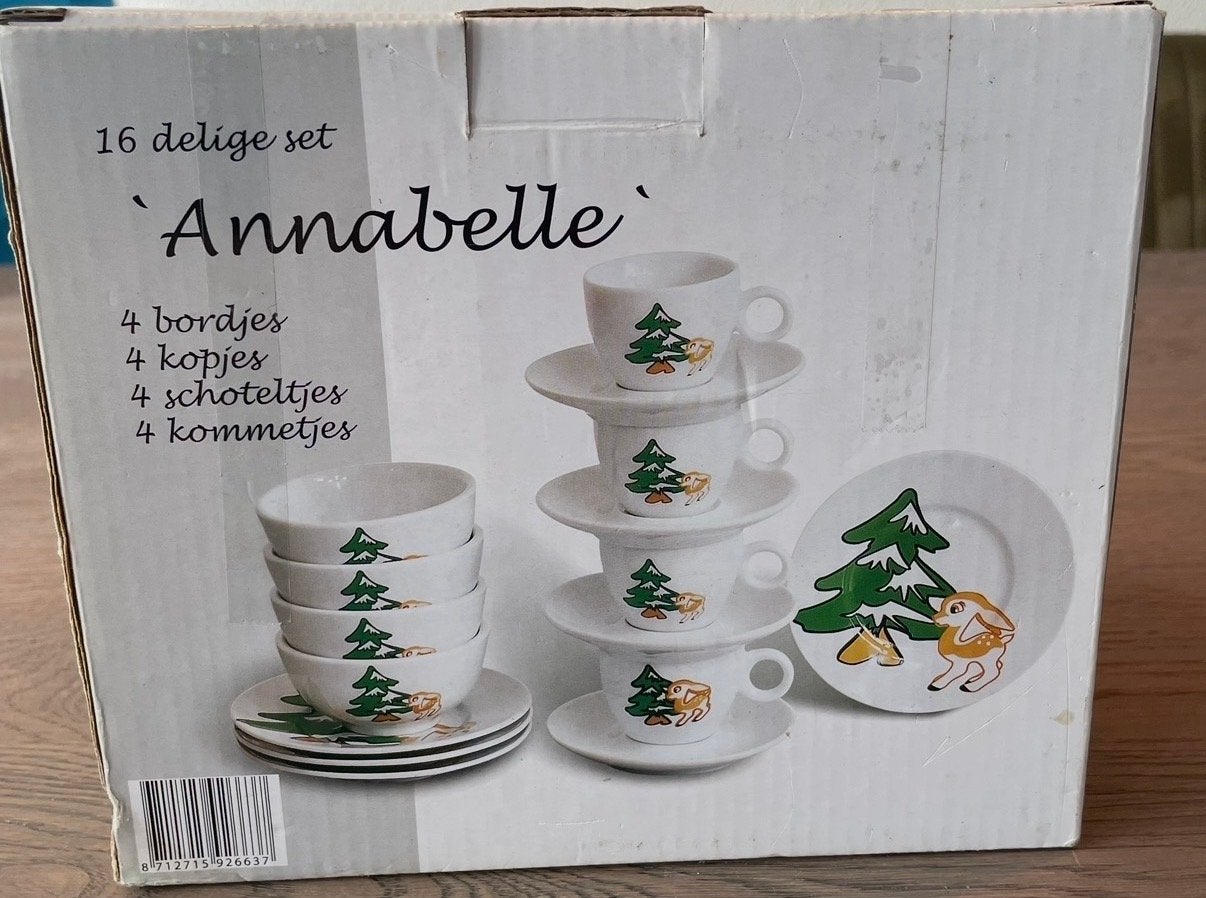 16-delig servies 'Annabelle' met bosdieren en kerstboom, Ophalen of Verzenden, Nieuw