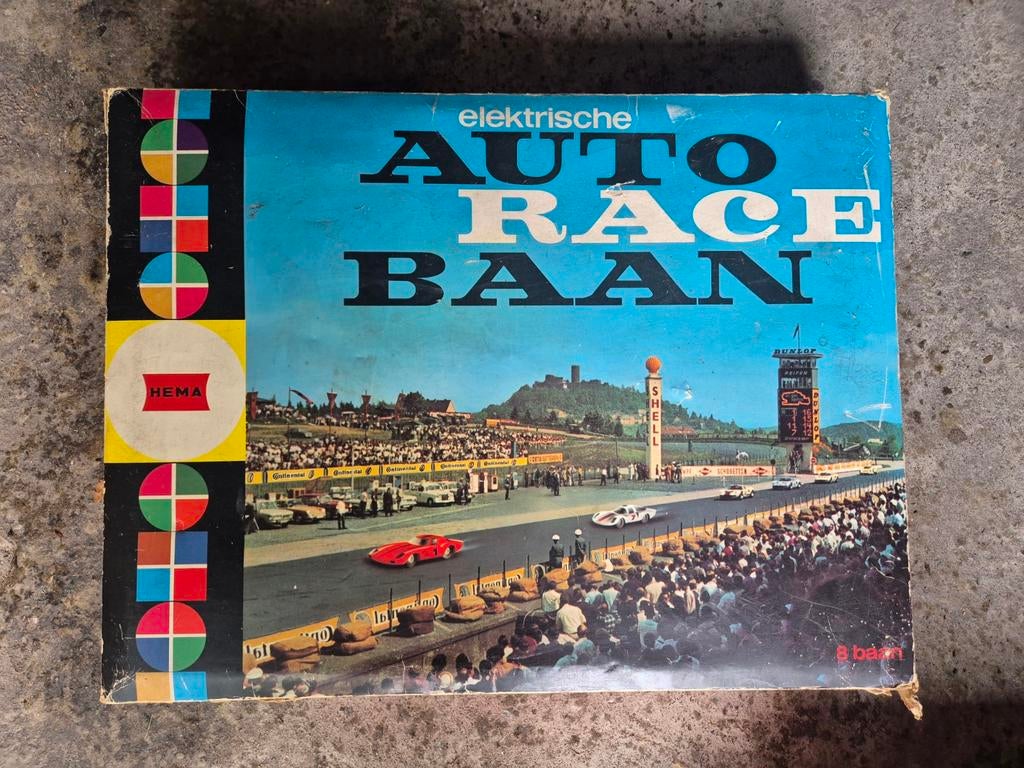 Vintage HEMA Auto Racebaan – jaren 70/80 met auto’s en doo, Kinderen en Baby's, Speelgoed | Racebanen, Elektrisch, Ophalen, Overige merken