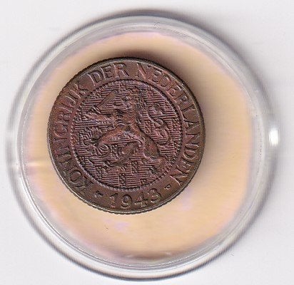 1 Cent 1943 PP Zeer Goed met diverse muntkleuren, Verzenden, Koningin Wilhelmina, 1 cent, Losse munt