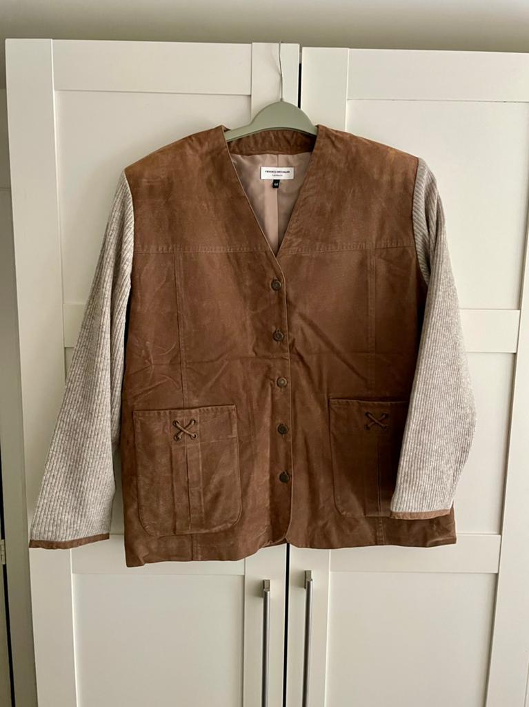 Suede blazer - maat 48, Ophalen of Verzenden, Zo goed als nieuw, Maat 46/48 (XL) of groter, Bruin