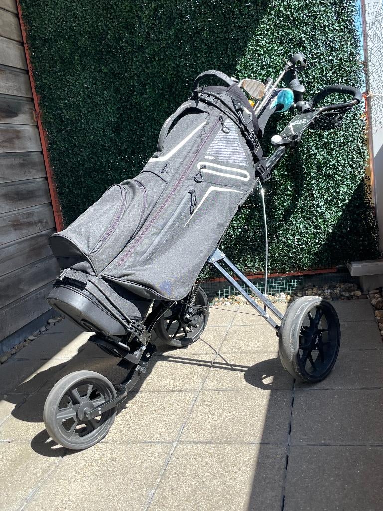 Golfset (dames) met standbag, draagriem en 3-wiels trolley, Ophalen, Gebruikt, Set, Overige merken