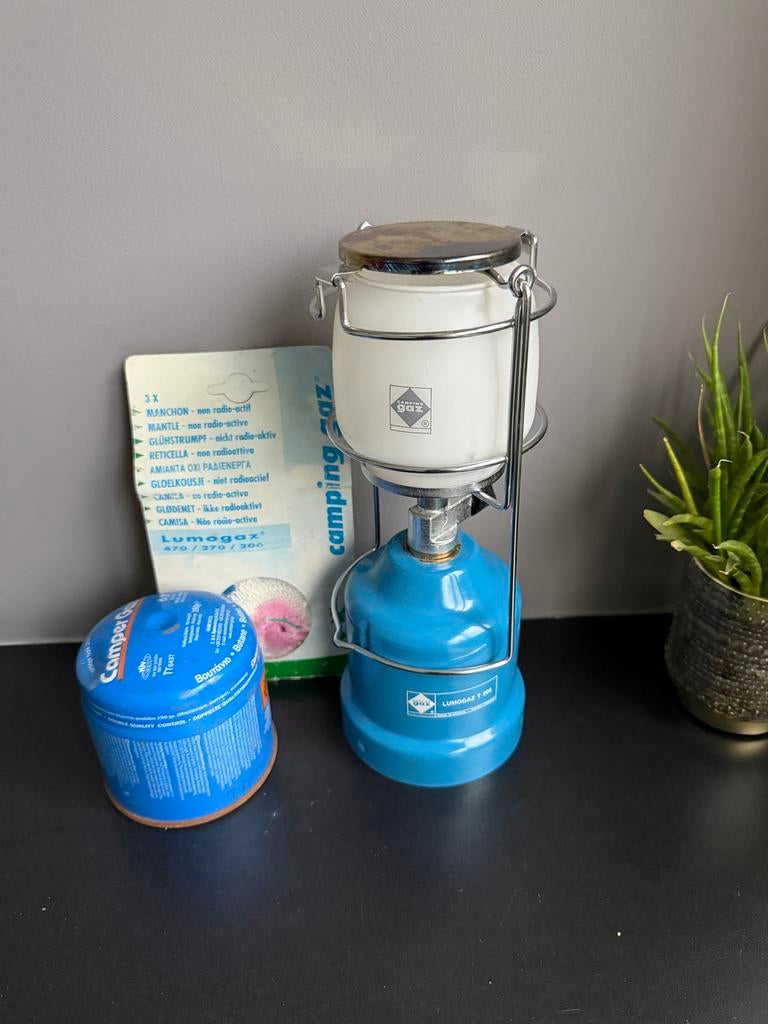 Campingaz lamp met 3 nieuwe sokjes en extra vulling, Ophalen of Verzenden, Gebruikt