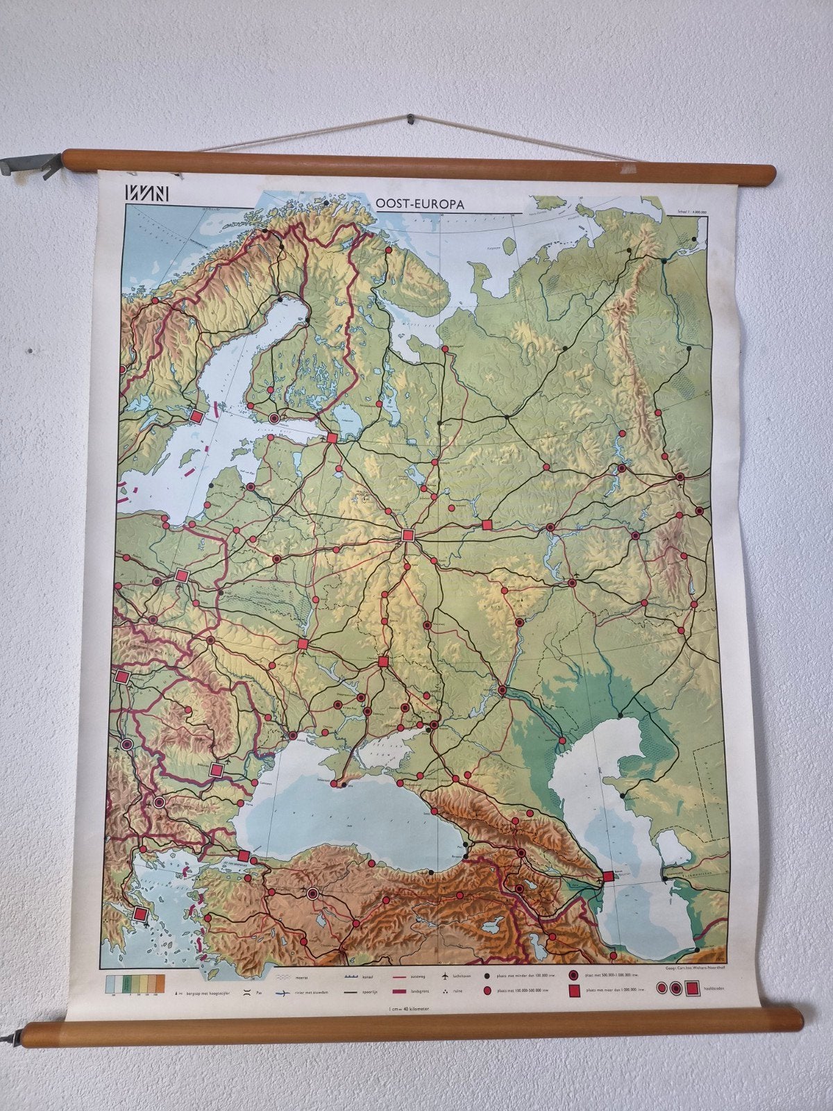 Wandkaart Oost-Europa - Gedetailleerde Fysieke Kaart, 1800 tot 2000, Europa Overig, Ophalen of Verzenden, Landkaart
