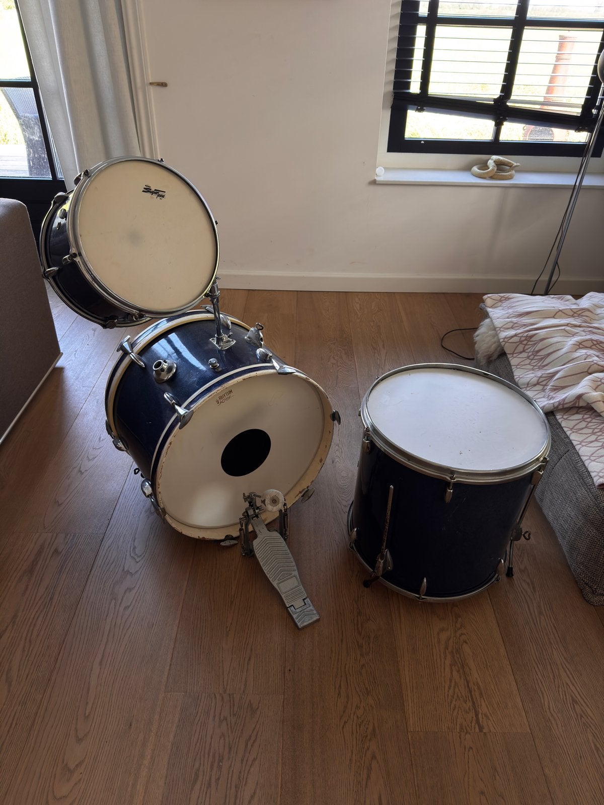 Vintage drumstel - Blauw (3-delig), Ophalen, Gebruikt, Overige merken
