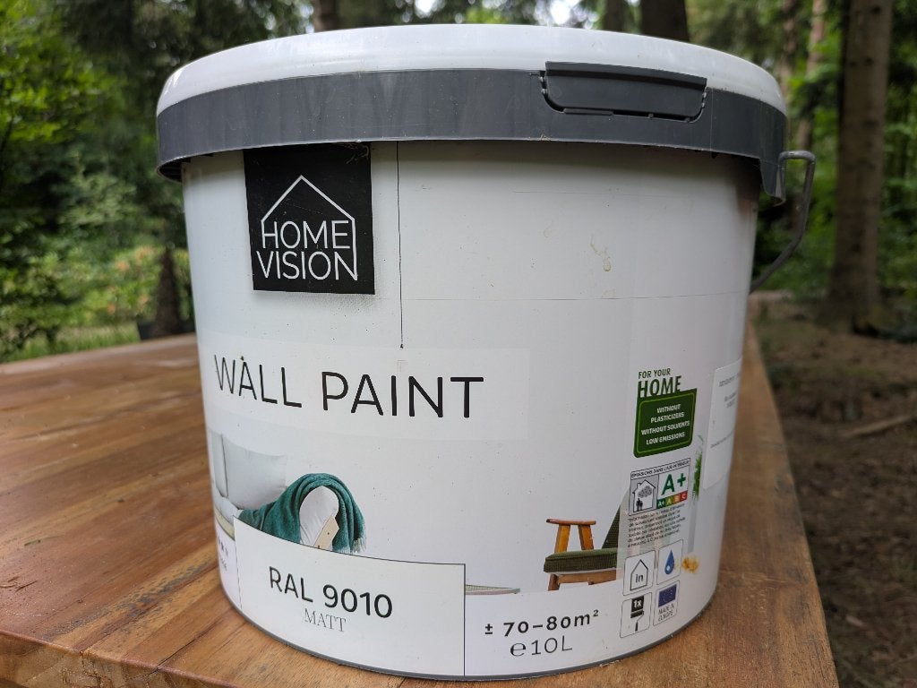 Ral 9010 matte muurverf 10 liter, Ophalen, 5 tot 10 liter, Wit, Nieuw