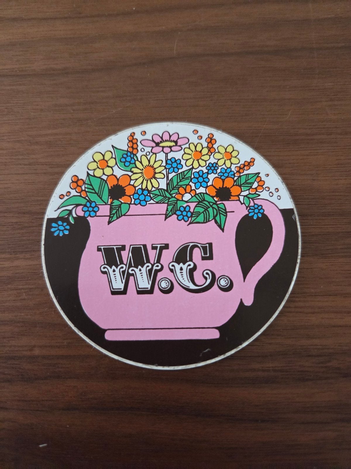 11793 Vintage WC sticker met bloemenpatroon, Ophalen of Verzenden, Gebruikt, Overige typen