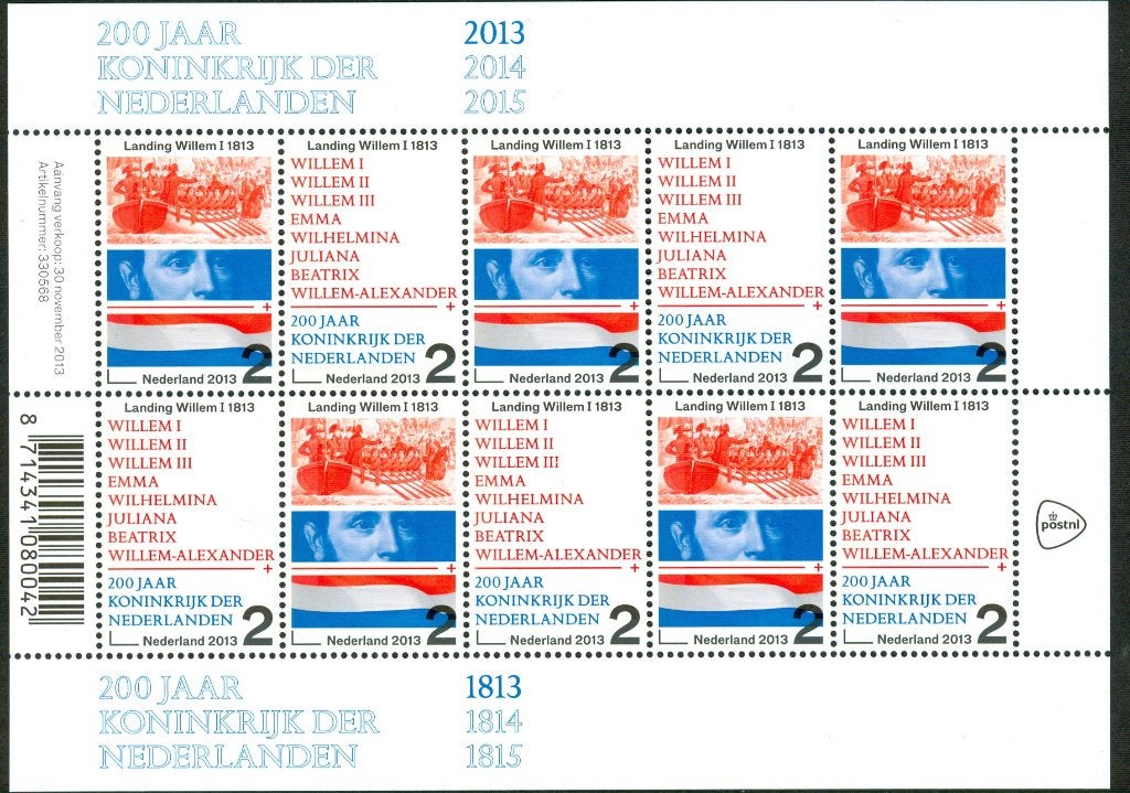 Ned. NVPH V3133-3134 200 jaar Koninkrijk Landing Willem I, Postzegels en Munten, Postzegels | Nederland, Ophalen of Verzenden