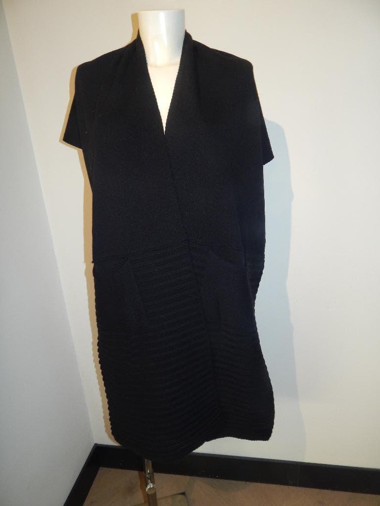 Sarah Pacini gebreide cape poncho look zwart oa merino wol