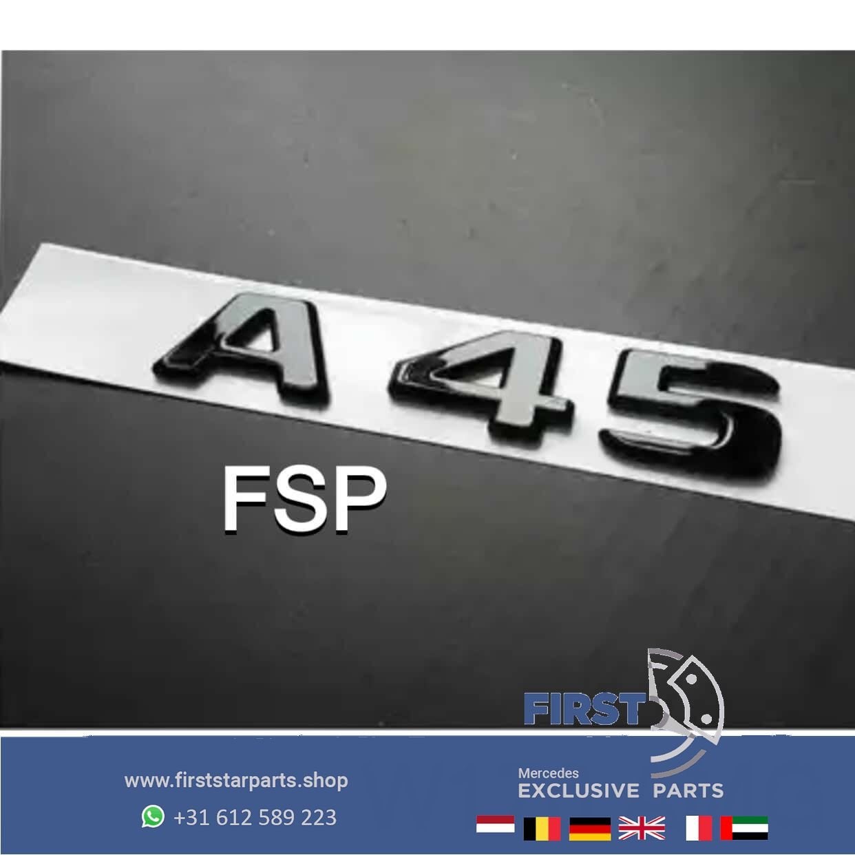 W176 W177 A45 LOGO ZWART EMBLEEM Mercedes A Klasse 2012-2022, Auto-onderdelen, Gebruikt, -, Ophalen of Verzenden, Achter