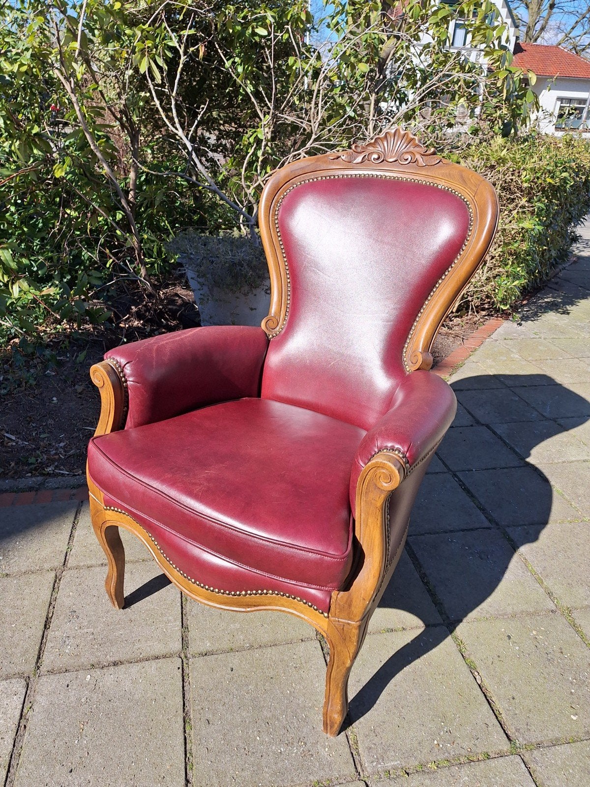 Barok rode leren stoel/fauteuil, Ophalen
