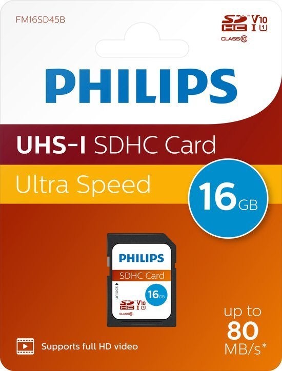 Philips FM16SD45B - SDHC kaart 16GB (SD-kaart) *Nieuw*, 32 GB, Nieuw, Ophalen of Verzenden, Fotocamera