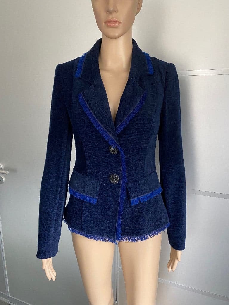K294 Airfield maat 36=S jasje fluweel blazer colbert blauw, Blauw, Ophalen of Verzenden, Zo goed als nieuw, Jasje