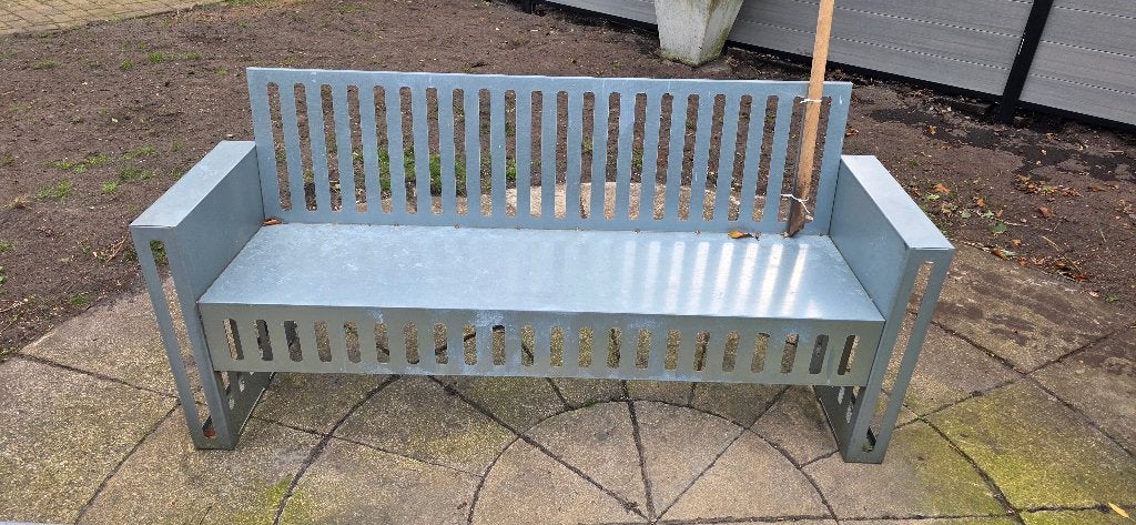 Tuinbank en Tuintafel zink, Tuin en Terras, Ophalen, Overige materialen, Gebruikt, 3 zitplaatsen