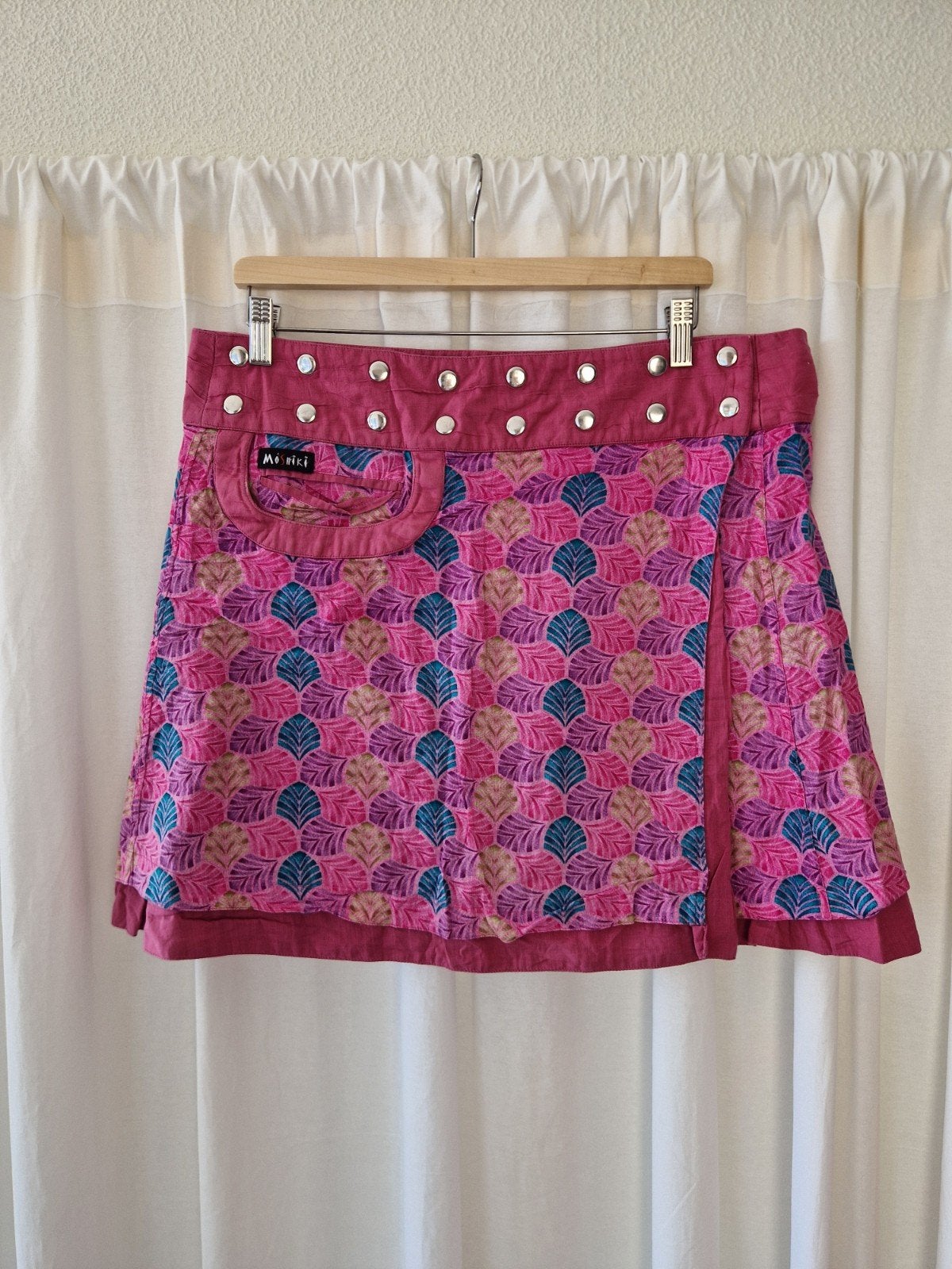 Moshiki overslagrok roze met print bohemian ibiza style, Verzenden, Maat 46/48 (XL) of groter, Moshiki, Zo goed als nieuw