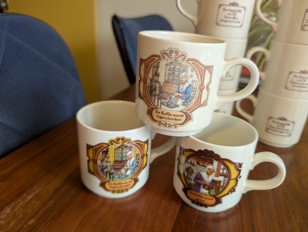 Douwe Egberts, Villeroy en Boch koffiekopjes (9), Gebruikt, Villeroy & Boch, Vintage, Ophalen of Verzenden