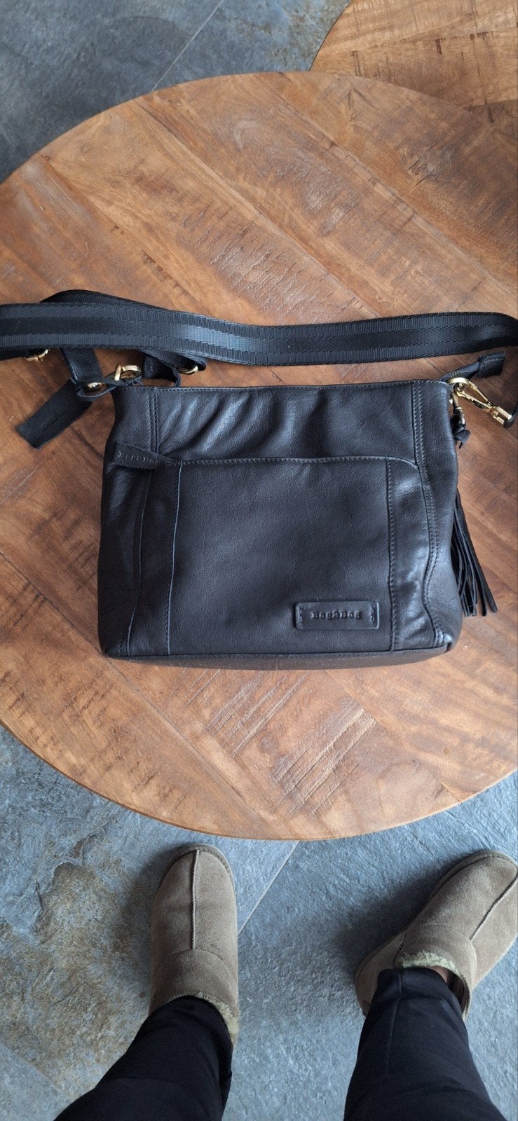 Bag2Bag Leren Schoudertas Zwart, Ophalen of Verzenden, Zo goed als nieuw, Zwart, Schoudertasje